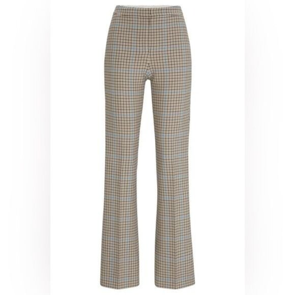 NWOT BOSS Tuleah Regular-Fit Bootcut Trousers In Checked Size 8 - Picture 5 of 14